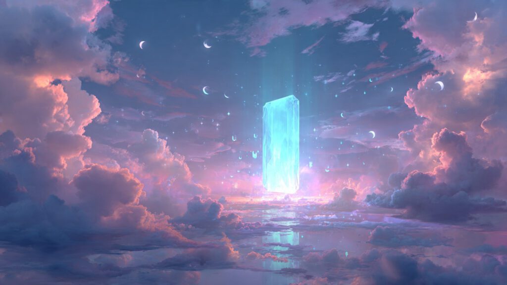 Mystical glowing portal in a surreal sky symbolizing clarity and control in lucid dreaming.