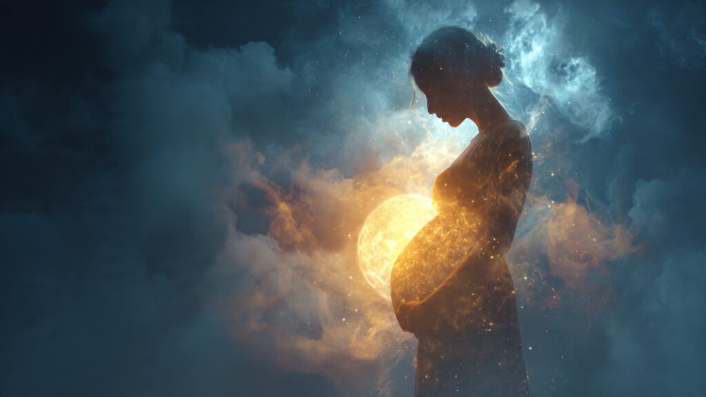 Pregnant in a Dream? It’s Not Always About a Baby. 1 Ethereal silhouette holding a glowing light orb symbolizing inner growth and spiritual creation in pregnancy dreams